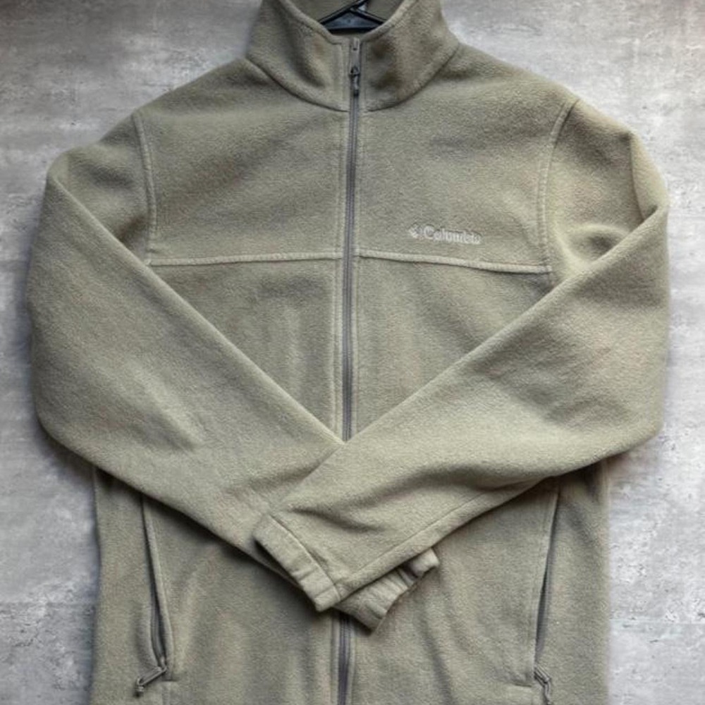 Columbia Sportswear Mens Full Zip Fleece Jacket Olive Green Hiking Size M